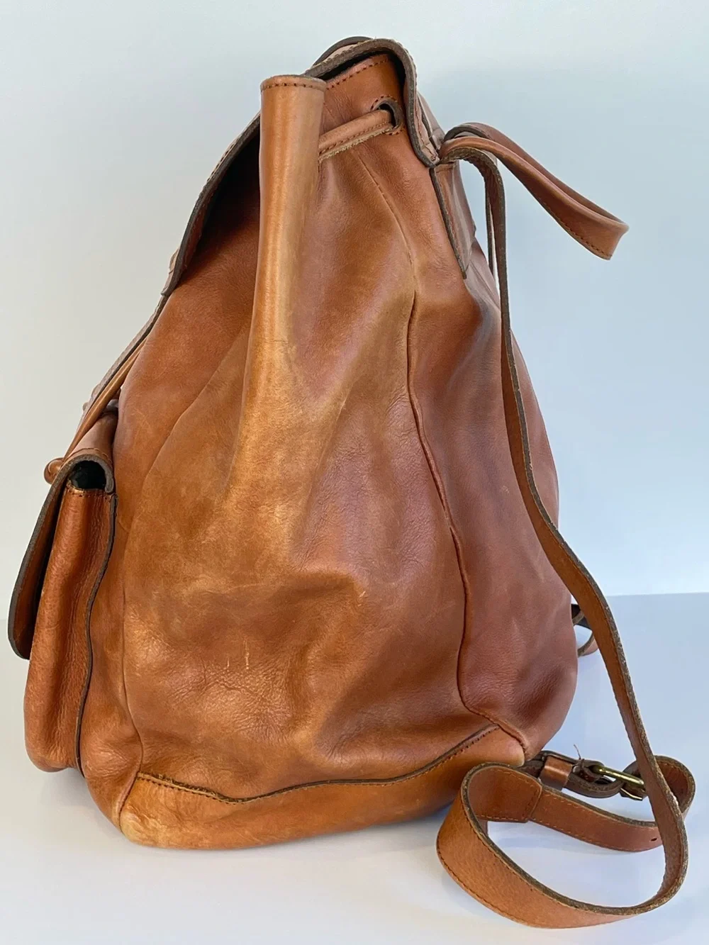 Madewell “ The Transport Rucksack”Cognac Leather Backpack with Front Pocket